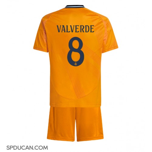 Dječji Nogometni Dres Real Madrid Federico Valverde #8 Gostujuci 2024-25 Kratak Rukav (+ Kratke hlače)